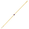 14K yellow gold bracelet with round amethyst beads and mirrored links