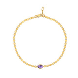 14K Yellow Gold Amethyst Mirrored Chain Bracelet (2.20 mm) thumbnail 2
