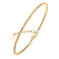 14K tri-color gold beaded bracelet with diamond-cut faceted gold beads