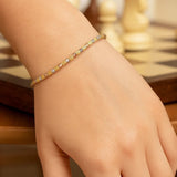 Tri Color Diamond Cut Bead Bracelet in 14K Gold thumbnail 3