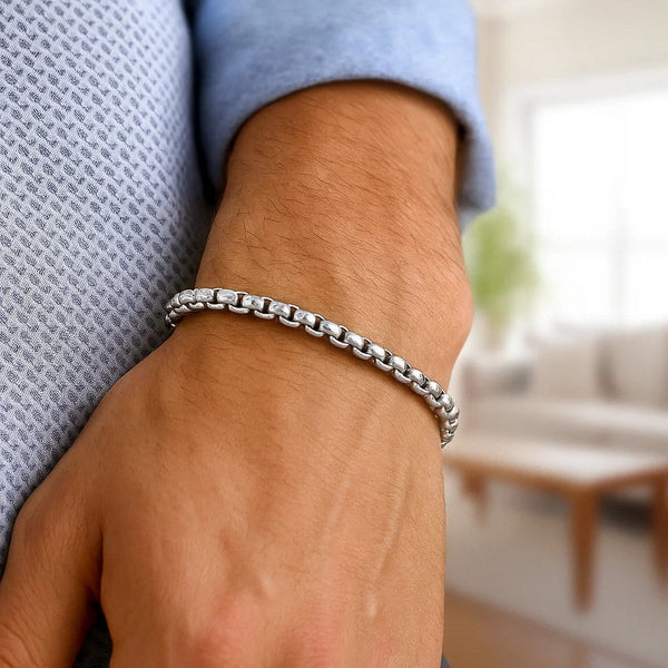 Sterling Silver Rhodium Plated Round Box Bracelet (5.2 mm)