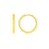 14k Yellow Gold Diamond Cut Textured Huggie Earrings thumbnail 1