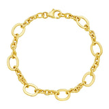 14K Yellow Gold Five and One Oval Link Chain Bracelet thumbnail 1