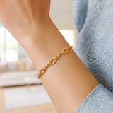 14K Yellow Gold Five and One Oval Link Chain Bracelet thumbnail 3