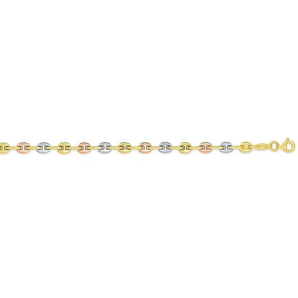14k Tri Color Gold Mariner Link Bracelet (4.90 mm)