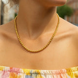 14k Yellow Gold Bead Chain Necklace(4mm) thumbnail 4
