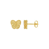 14K Yellow Gold Radiating Butterfly Stud Earrings thumbnail 1