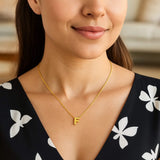 14K Yellow Gold Yours Truly Block Letter Initial F Necklace thumbnail 3