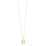 14K yellow gold initial D letter pendant with polished block-letter face thumbnail 1