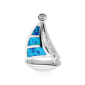 925 sterling silver sailboat pendant with one opal stone in the hull