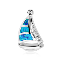 Sterling Silver Sailboat Pendant with Opal