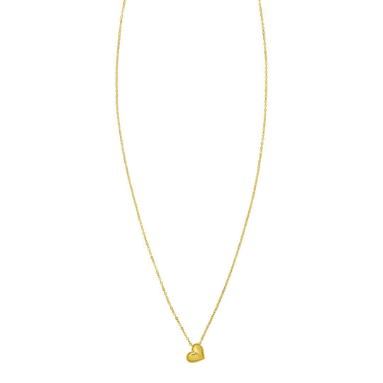 14K Yellow Gold Puffed Mini Heart Pendant Necklace