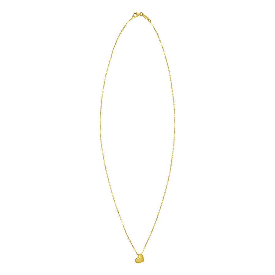 14K Yellow Gold Puffed Mini Heart Pendant Necklace