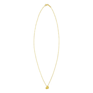 14K Yellow Gold Puffed Mini Heart Pendant Necklace