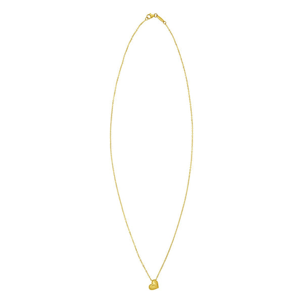 14K Yellow Gold Puffed Mini Heart Pendant Necklace