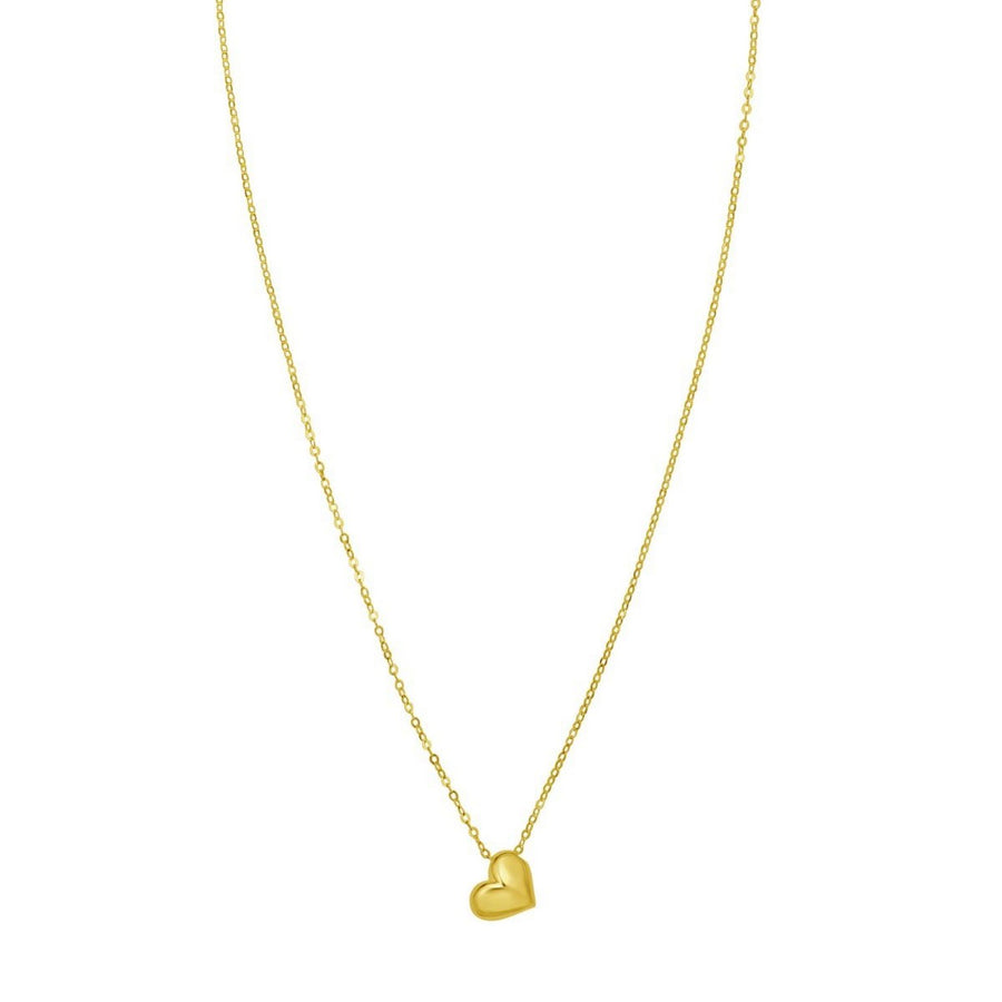 14K Yellow Gold Puffed Mini Heart Pendant Necklace
