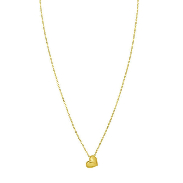 14K Yellow Gold Puffed Mini Heart Pendant Necklace