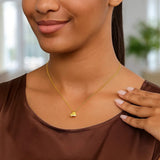 14K Yellow Gold Puffed Mini Heart Pendant Necklace thumbnail 5