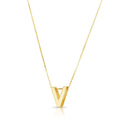 14K yellow gold block letter V initial necklace pendant