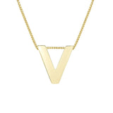 14K Yellow Gold Yours Truly Block Letter Initial V Necklace thumbnail 2