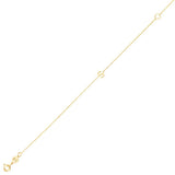 14K yellow gold mini initial S bracelet on fine cable chain thumbnail 1