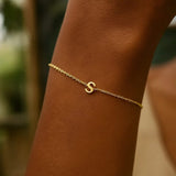 14K Yellow Gold Mini Initial S Bracelet thumbnail 6
