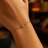 14K Yellow Gold Mini Initial S Bracelet thumbnail 7