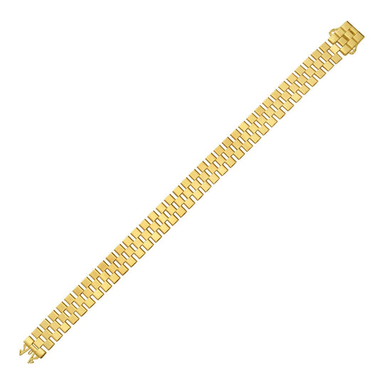 14K yellow gold cobblestone link bracelet with 10.00 mm textured links