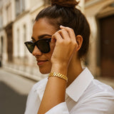 14K Yellow Gold Small Cobblestone Link Bracelet (10.00 mm) thumbnail 4