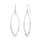 Sterling Silver Textured Marquise Motif Dangle Earrings thumbnail 1