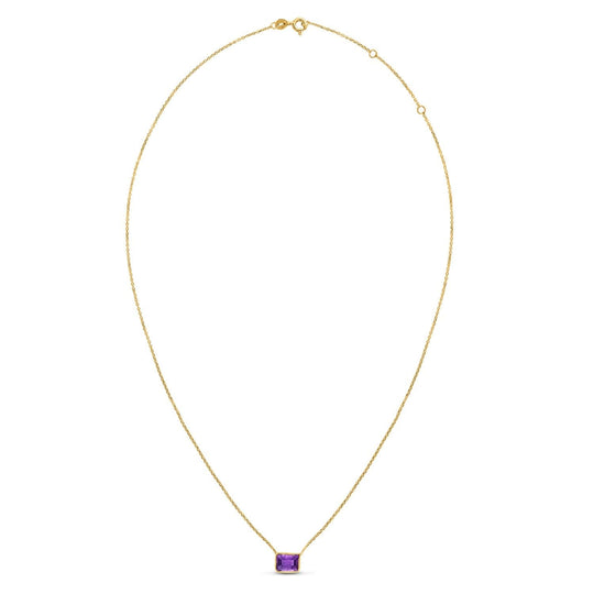 14K yellow gold necklace with emerald cut emerald center stone