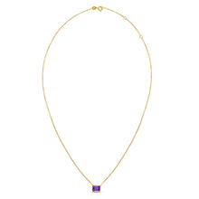 14K Yellow Gold Emerald Cut Amethyst Necklace