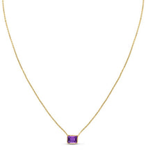 14K Yellow Gold Emerald Cut Amethyst Necklace