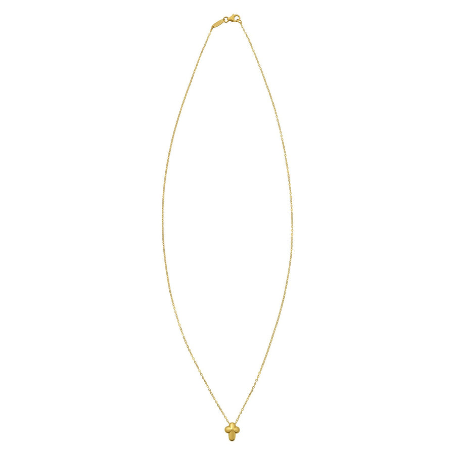 14K Yellow Gold Puffed Mini Cross Pendant Necklace