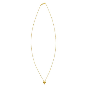 14K Yellow Gold Puffed Mini Cross Pendant Necklace
