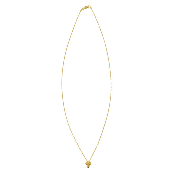 14K Yellow Gold Puffed Mini Cross Pendant Necklace