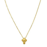 14K Yellow Gold Puffed Mini Cross Pendant Necklace thumbnail 3