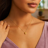 14K Yellow Gold Puffed Mini Cross Pendant Necklace thumbnail 4