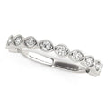 14K white gold wedding band with channel-set round diamond stones
