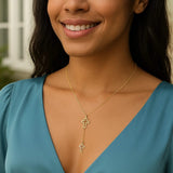Double Cross Drop Necklace in 14K Yellow Gold thumbnail 5