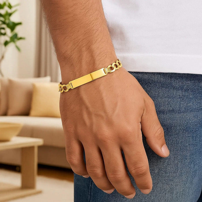14k Yellow Gold 8 1/2 inch Mens Curb Chain ID Bracelet (8.30 mm)