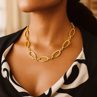 14k Yellow Gold Necklace with Polished Oval Links
