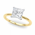 10K yellow gold ring with princess-cut diamond solitaire 2 ct