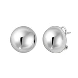 925 sterling silver rhodium plated puffed button omega back earrings thumbnail 1