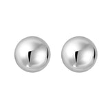 Sterling Silver Rhodium Plated Puffed Button Omega Earrings thumbnail 2