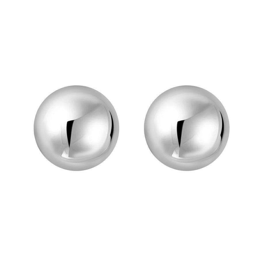 Sterling Silver Rhodium Plated Puffed Button Omega Earrings
