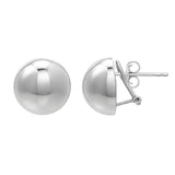 Sterling Silver Rhodium Plated Puffed Button Omega Earrings thumbnail 3