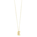 14K yellow gold initial E pendant with rounded letter form and fixed bail