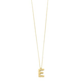 14K yellow gold initial E pendant with rounded letter form and fixed bail thumbnail 1