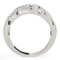 14K white gold ring with four curves of round diamond stones